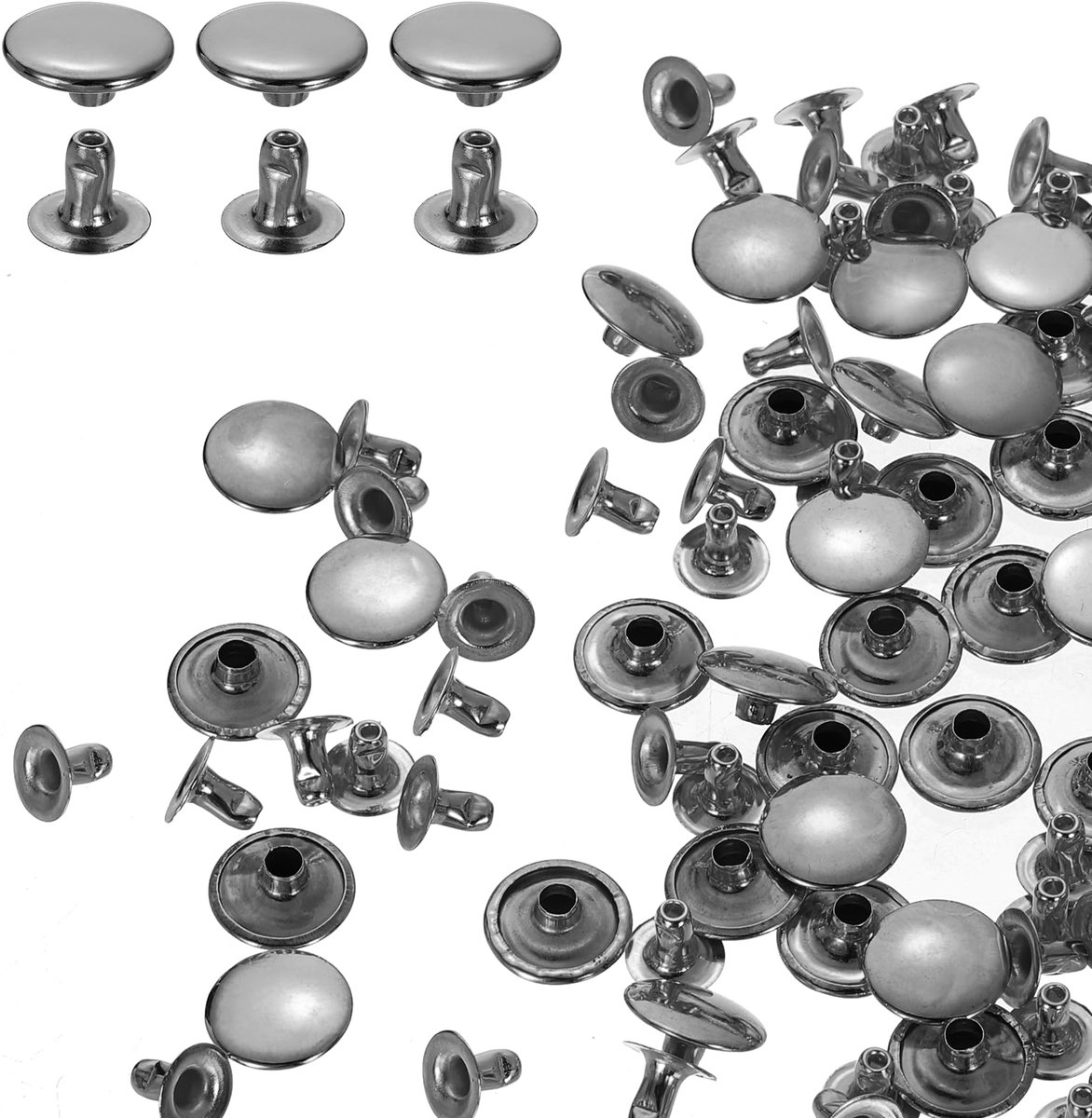 Set van 100 metalen nieten 12mm voor leer en DIY-projecten