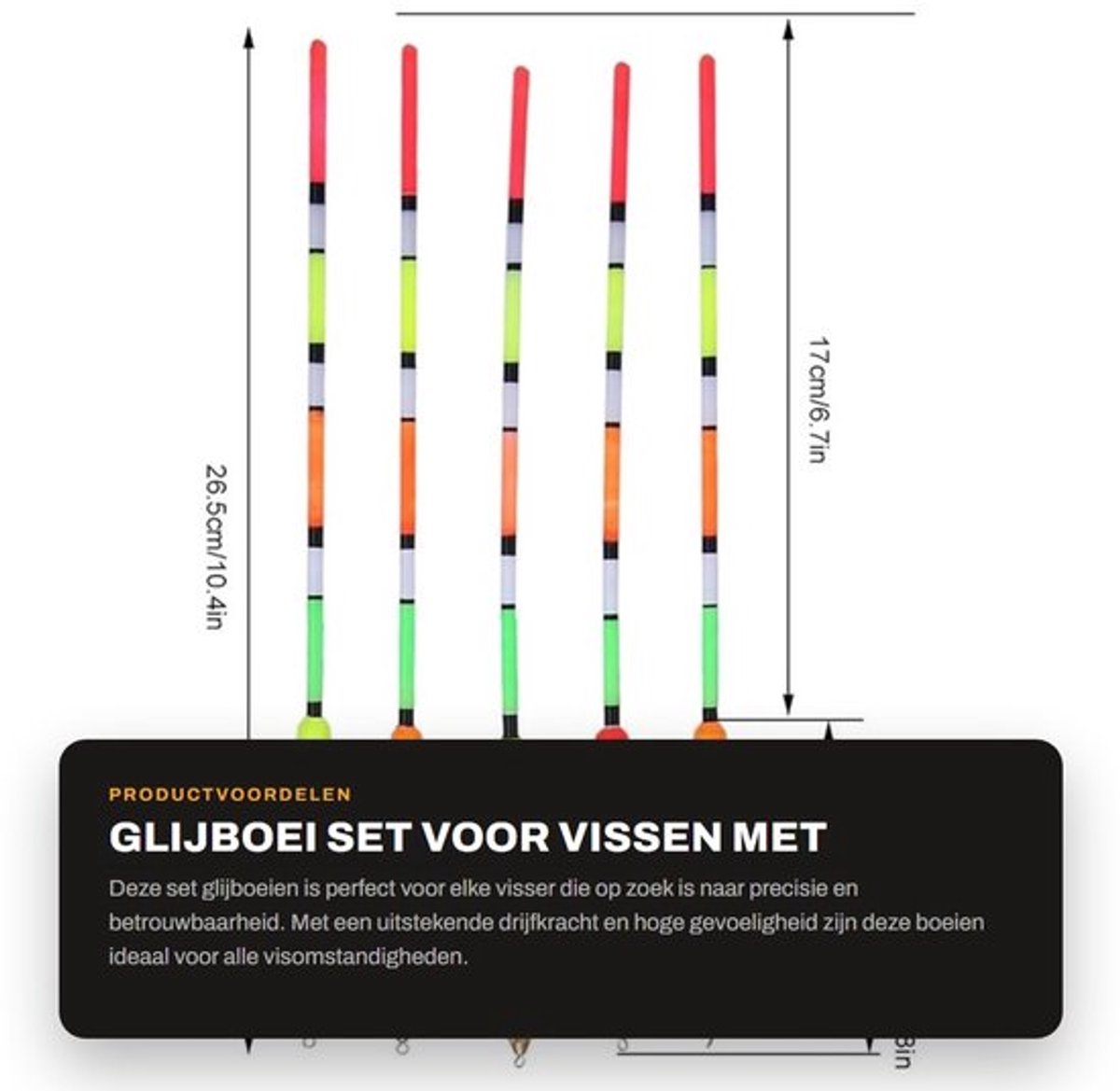 Vissersboei Licht Gevoelig - Duurzaam - Waterdicht - Antioxidatief - Balsahout - 4 + 2 Posen/Sbirolinos - Visdobber