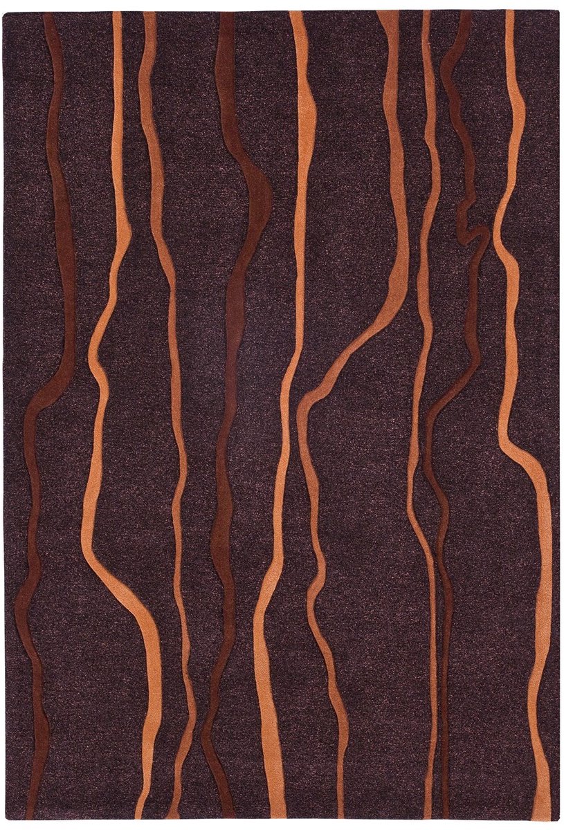 Padiro laagpolig vloerkleed 70 x 140 cm - taupe / oranje - modern abstract design - geschikt voor vloerverwarming - van modacryl