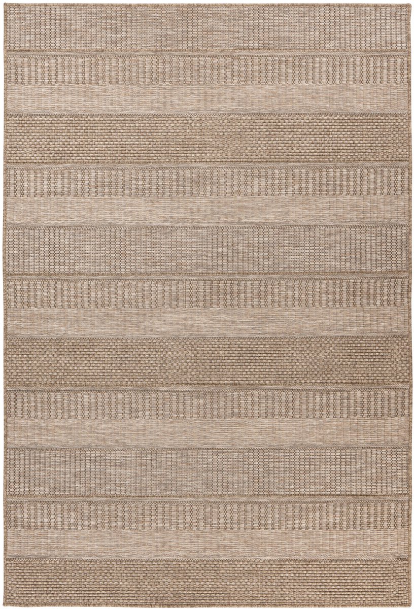 Padiro laagpolig vloerkleed 160 x 230 cm - naturel - modern streeppatroon - voor binnen en buiten - geschikt voor vloerverwarming - van polypropyleen