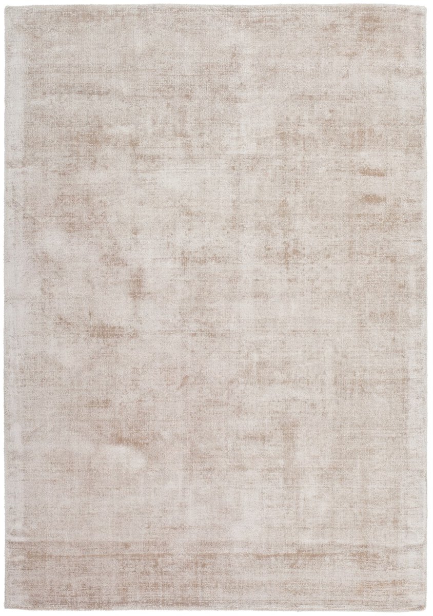 Padiro laagpolig vloerkleed 80 x 150 cm - crème / off-white / taupe - modern effen design - geschikt voor vloerverwarming - van viscose