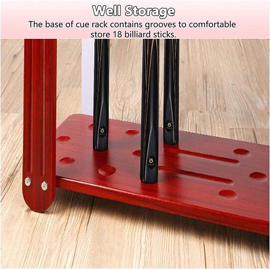 Biljart Keurek - Poolstok Houder - Biljart Opbergen - Massief Houten Frame - Houdt 18 Keuen - Rood — afbeelding 5