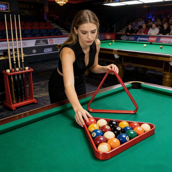 Biljart Driehoek Rack - Pooltafel Rek - Biljartballen Opstellen - Verbeterde Stabiliteit - 30.5x27.5x3cm - Rood — afbeelding 2