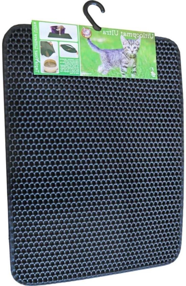 Uitloopmat Kattenbak - Kattenbakmat Gritvanger - Schone Kattenbak - Vangt Grit Op - 55x40 cm - Zwart