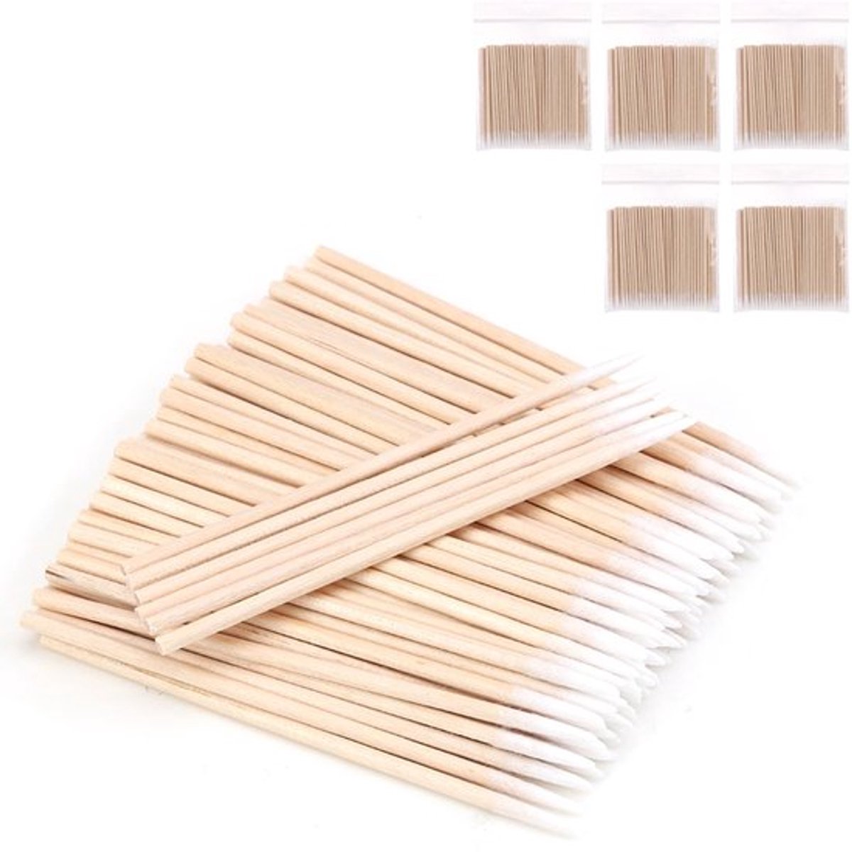Make-upstaafjes 500 stuks - Katoenen/Houten - Milieuvriendelijk - Draagbaar - Hygiënisch - Perfect voor make-up/tatoeages/manicure - Wattenstaafjes