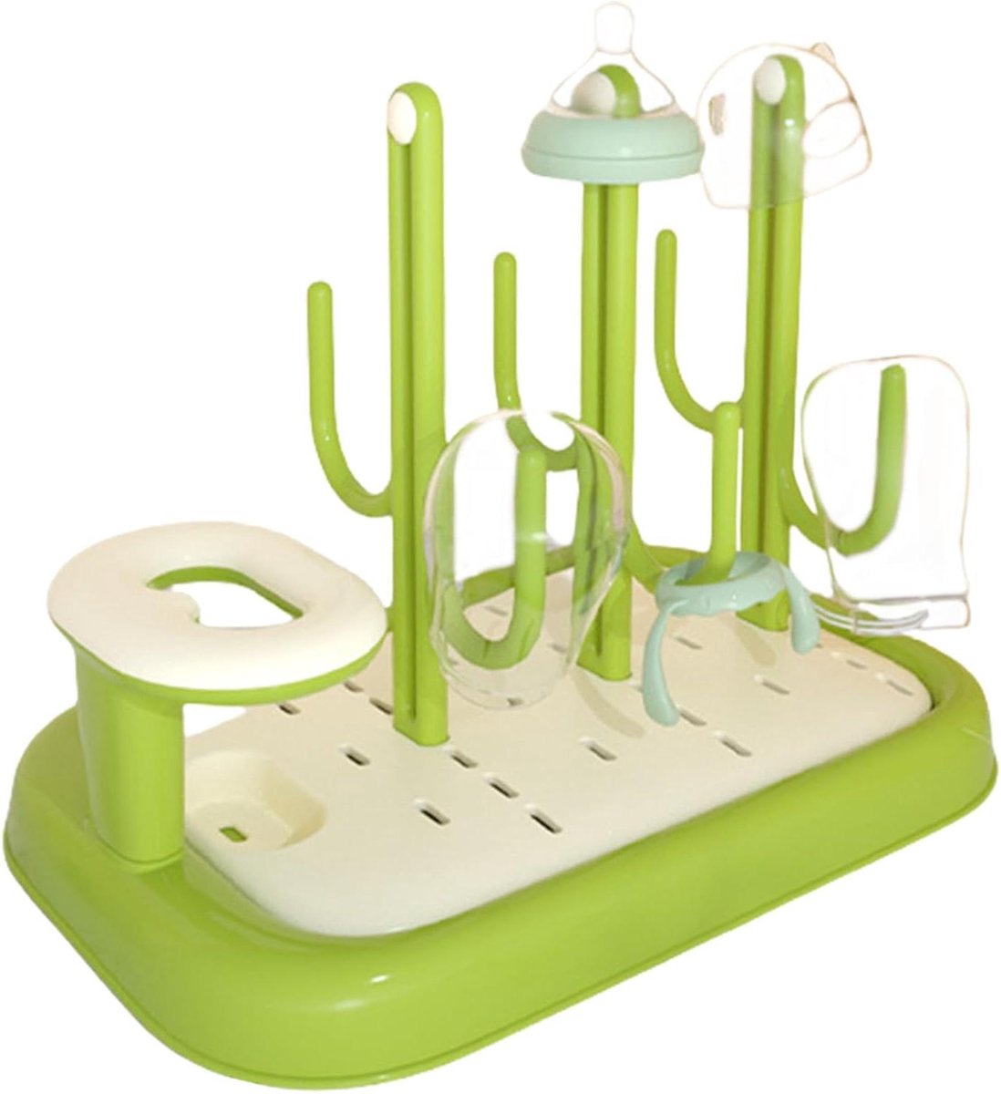 Droogrek Babyflessen - Flessenrek Opslag - Babyvoeding Organiseren - Ruimtebesparend Verticale Ontwerp - 25D x 21W x 25H cm - Groen