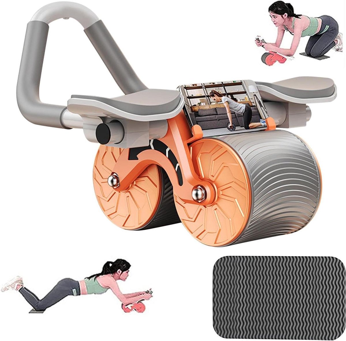 Buikspierwiel - Ab roller - Core Training - Automatische Rebound - 44 x 27 cm - Oranje