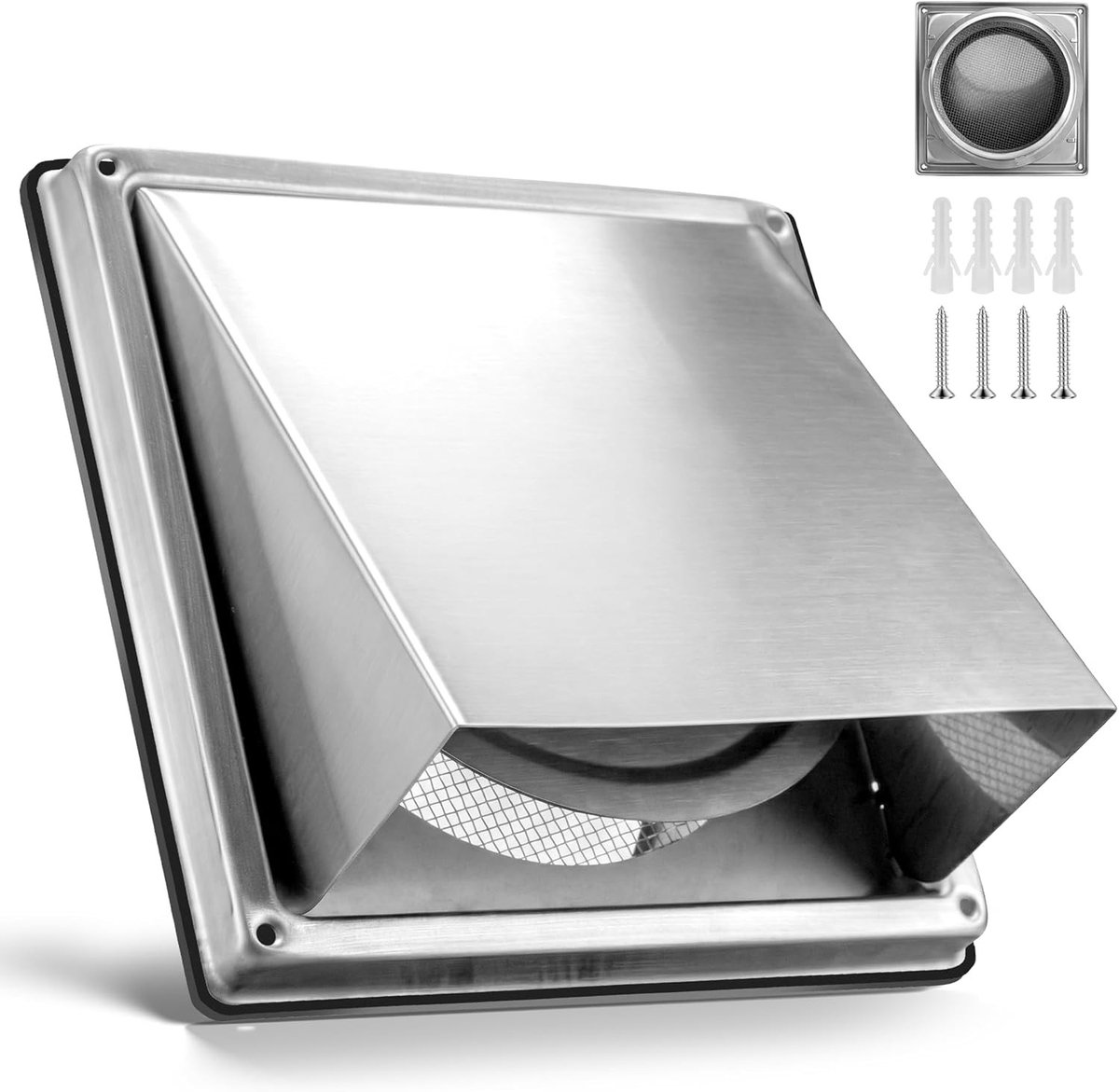 Afzuiging badkamer - Ventilatierooster - 100 mm - Roestvrijstalen Ventilatiegrille met Klep - Voor Ventilatiesystemen