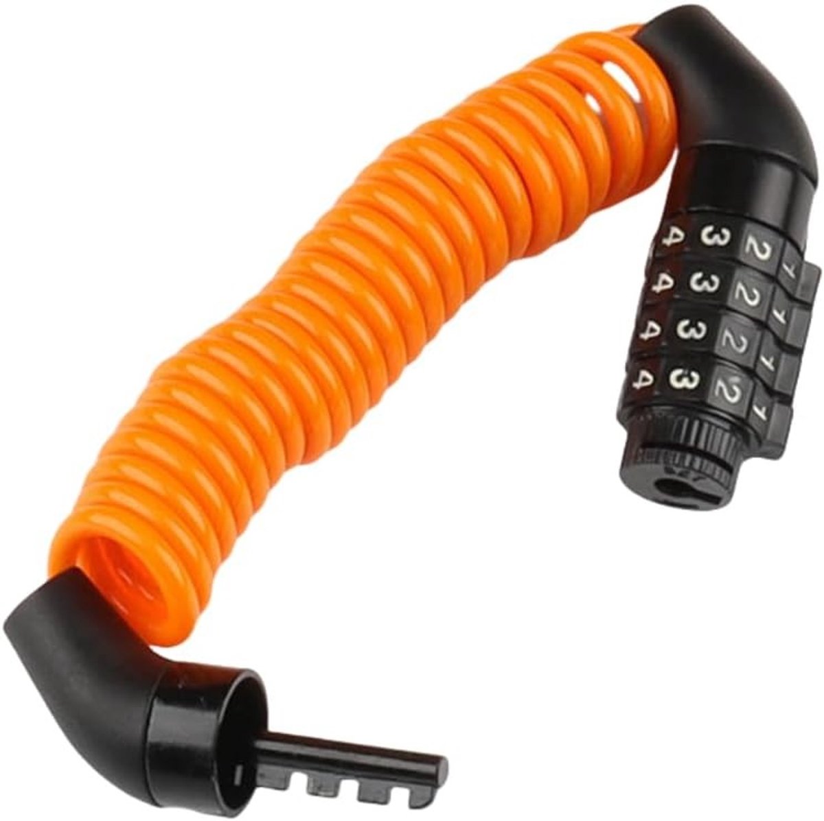 Cijfer-kabelslot 4-cijferig - Zwart - 150 cm - Gevlochten Staal met PVC Coating - Veilig Fietsslot en Helmslot