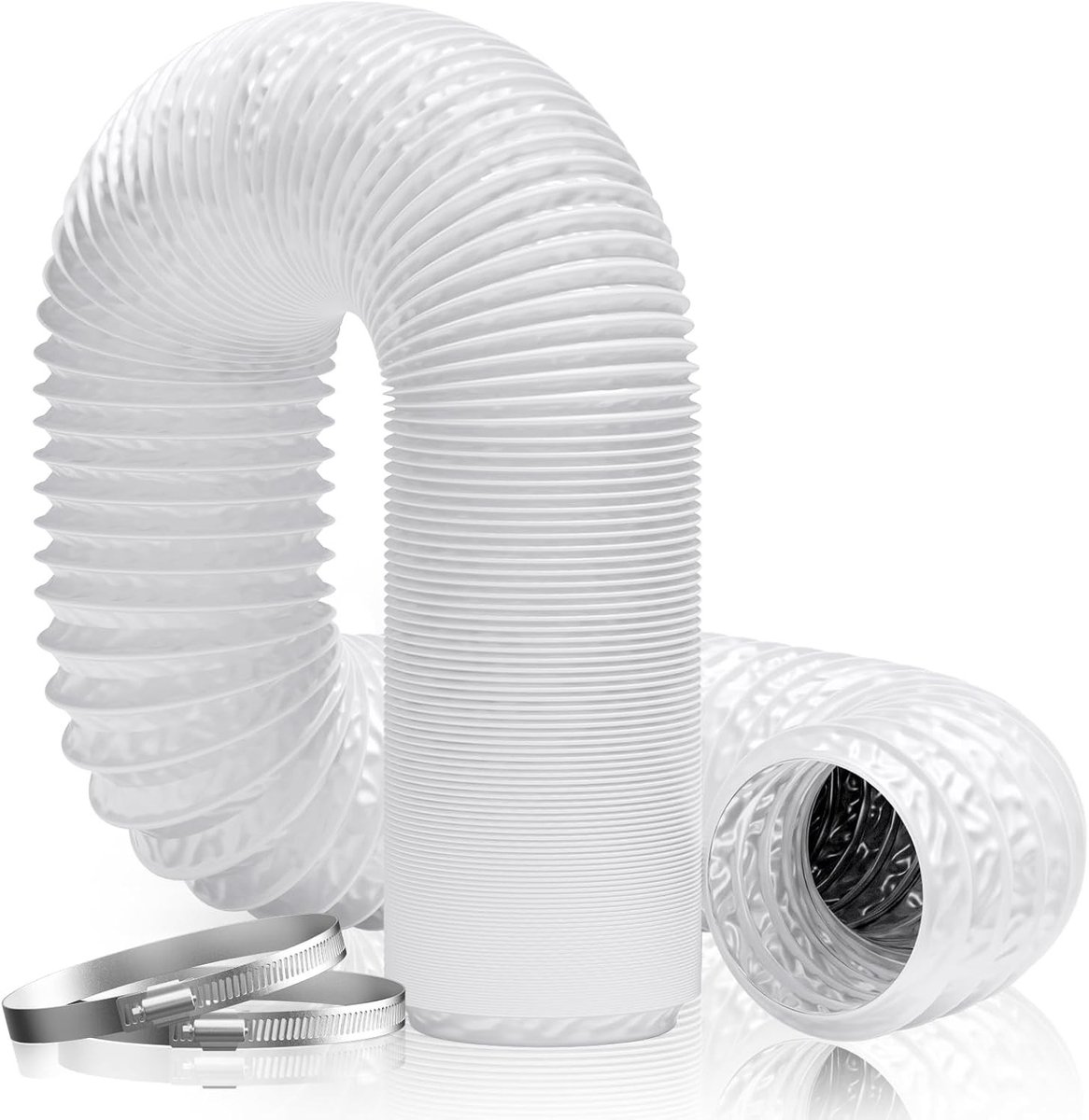 Afvoerslang airco - Wit - ø100mm x 5m - Aluminium en PVC Flexibele Afvoerbuis - Voor Mobiele Airconditioning en Ventilatiesystemen