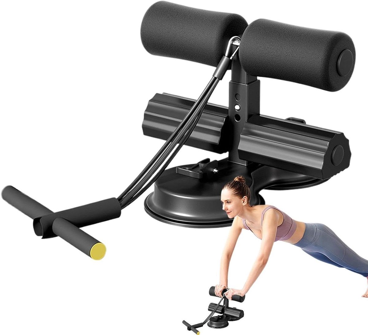 Buikspiertrainer - Sit Up Assist - Core Training - Sterke Zuignap - 27x255x205cm - Zwart
