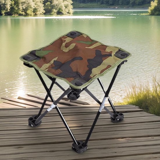 Klapbare Kruk - Intrekbare Stoel - Outdoor Zitten - Snel Opvouwbaar - 26 x 8 x 26 cm - Zwart — afbeelding 3