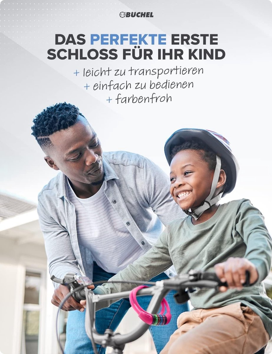 Cijfer-kabelslot 4-cijferig - Multi kleurig - 65 cm - Staalkabel Kinderfietsslot - Voor Kinderen