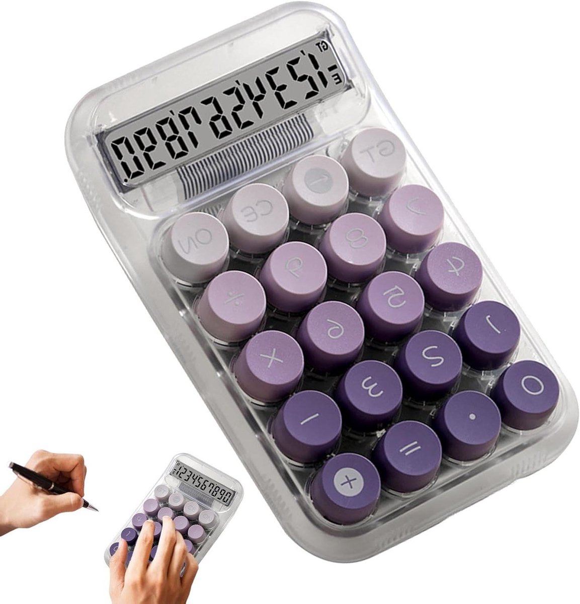 Rekenmachine - Calculator - Kantoorwerk - Mechanische knoppen - 150 mm - Paars