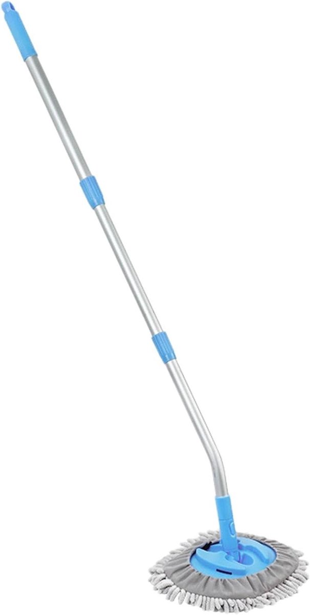 Microfiber Autowasborstel - Autowasmop Telescoopsteel - Voertuigen Reinigen - 300 Graden Roteerbaar - Verstelbare Lengte - Blauw