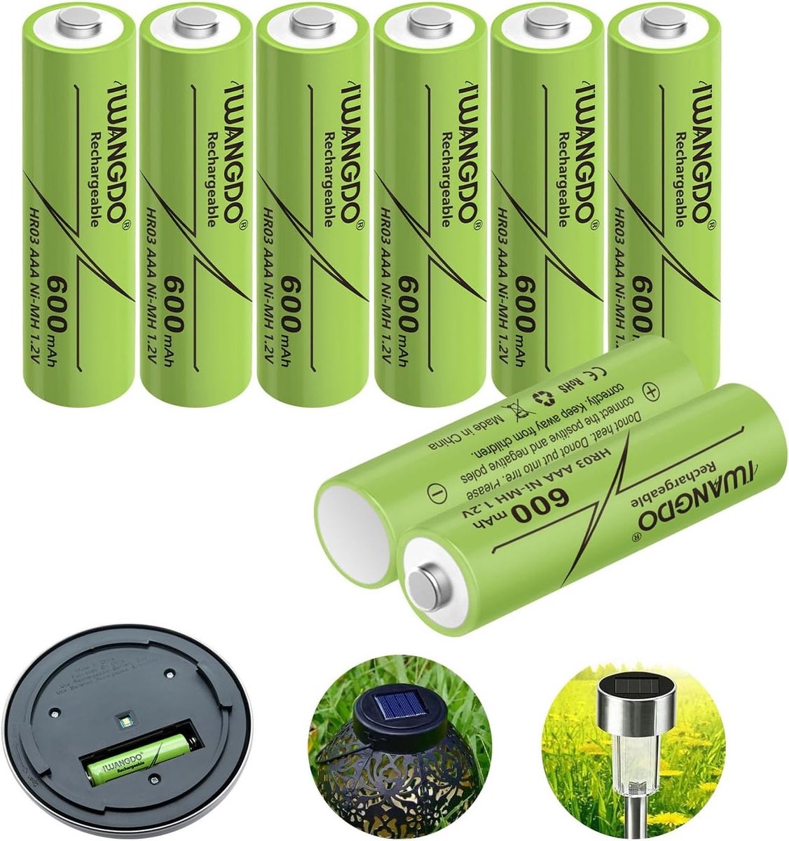 Oplaadbare AAA Batterijen - Voor buiten - 600 mAh - Vooraf opgeladen - Perfect voor Solar Lampen