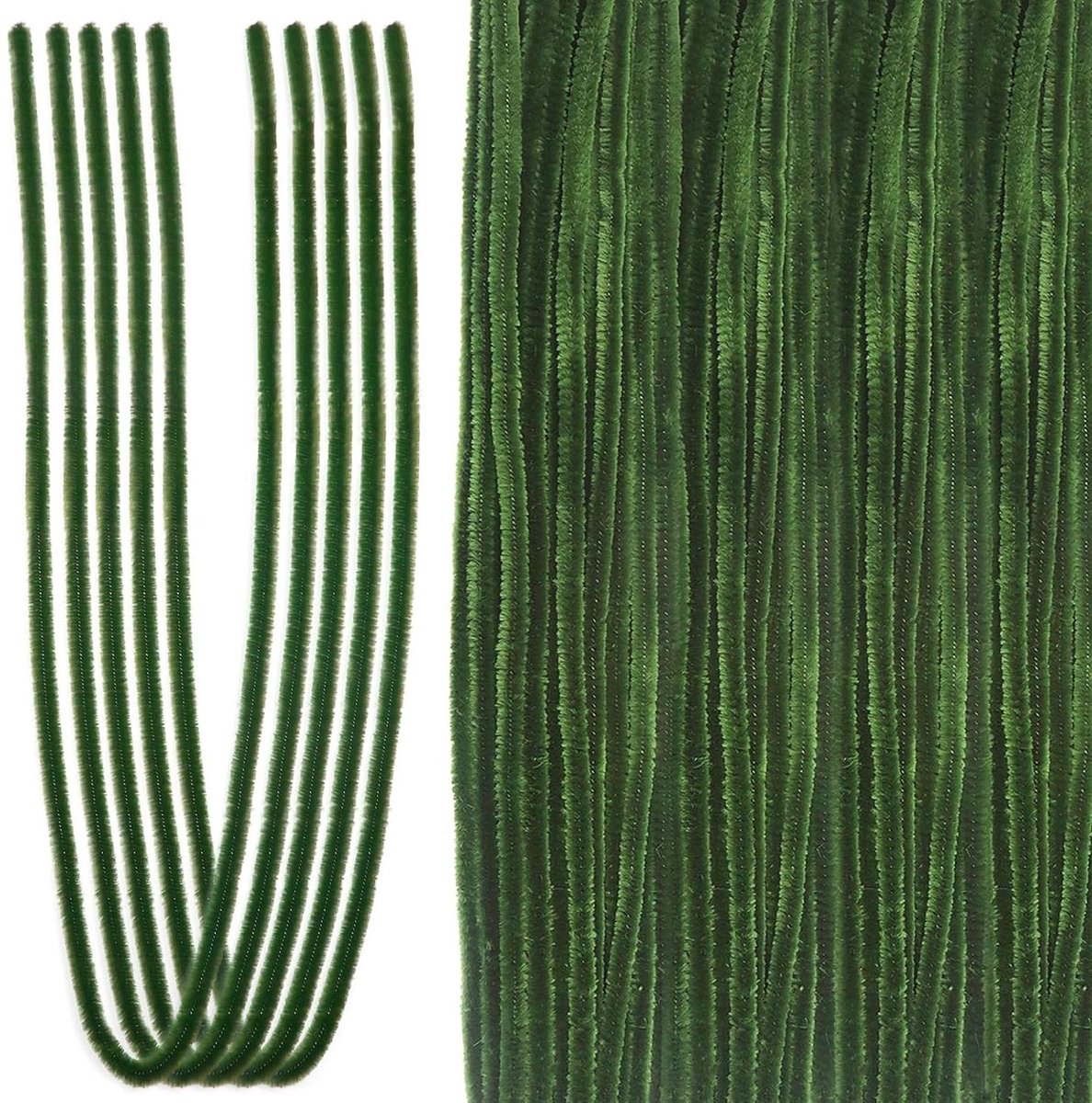 Pijpenragers Chenille - Handwerk Draad - Knutselen Decoratie - Flexibel Buigzaam Materiaal - 100 stuks 60 cm - Groen