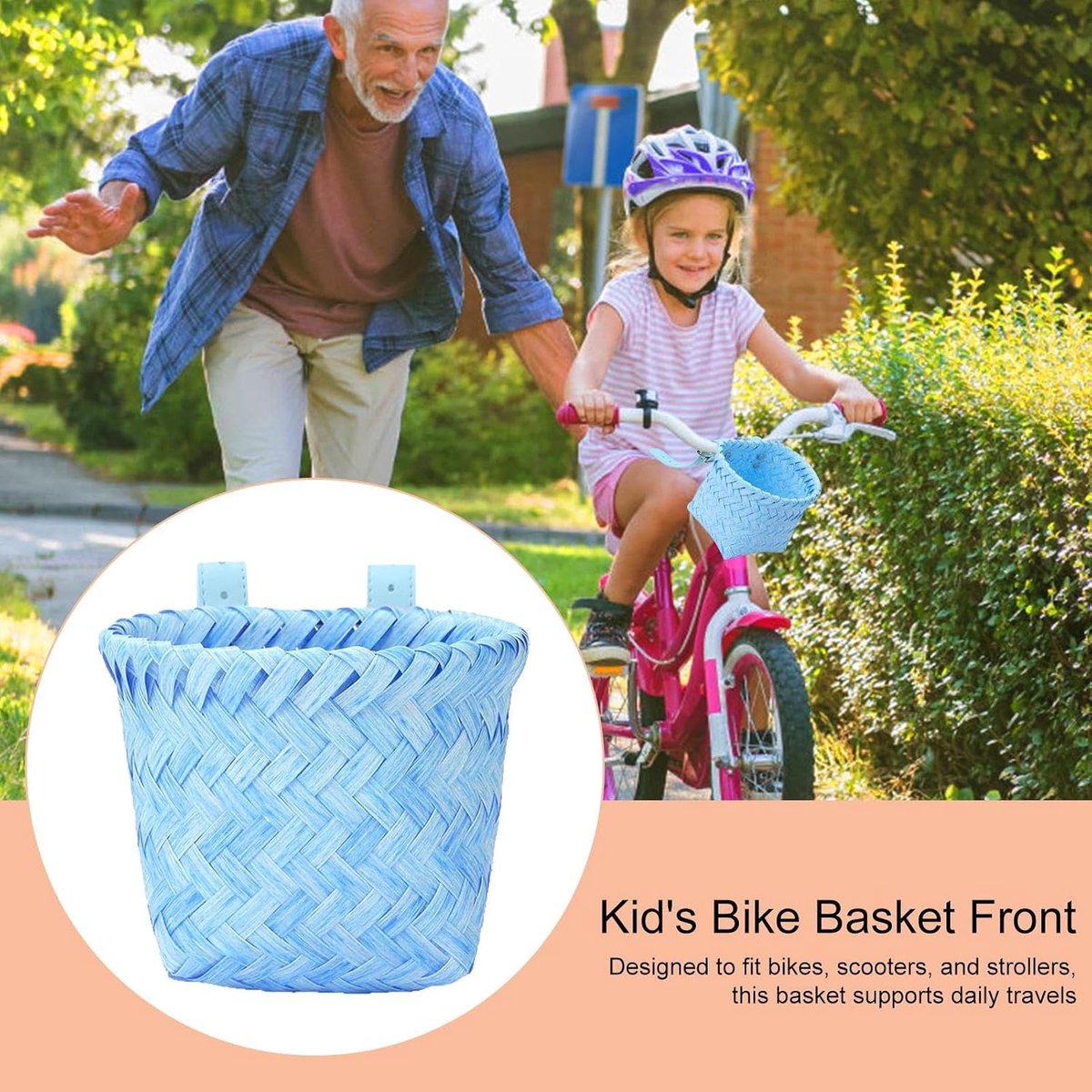 Kinderfietsmand - Stuurmand Kinderen - Fietsen Opbergen - Waterafstotend Kunstwilg - 15 x 12 x 12 cm - Blauw