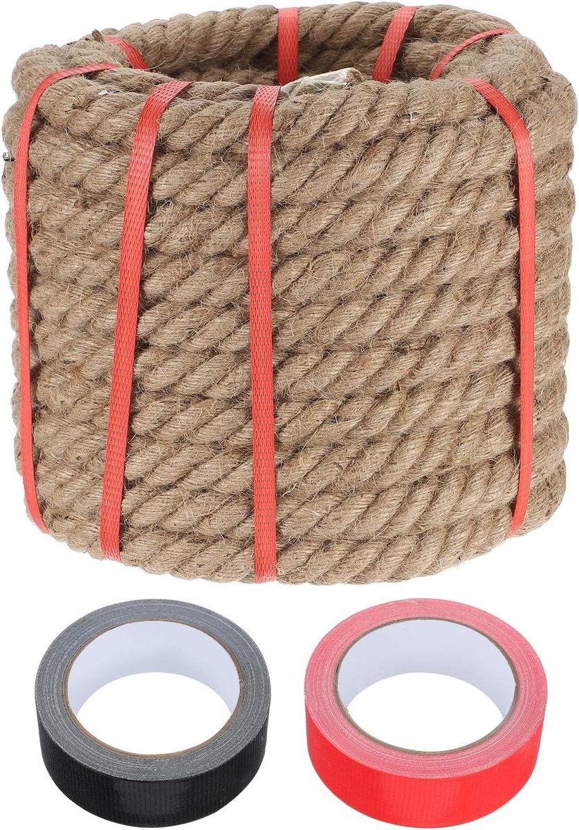 Jute touw - Natuurlijk koord - Decoratie en knutselen - Zwaar gevlochten - 18 meter - Geel