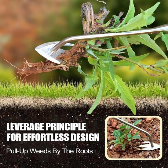 Handmatige Onkruidsteker - Tuingereedschap Onkruid - Onkruid Verwijderen - Ergonomische Handgreep - 34 cm - Hout — afbeelding 4