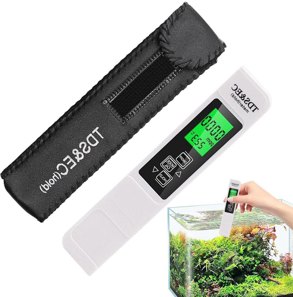 Draagbare Watertester - Waterkwaliteit Meter - Waterkwaliteit Testen - Snelle EC-metingen - 15.2 cm - Grijs
