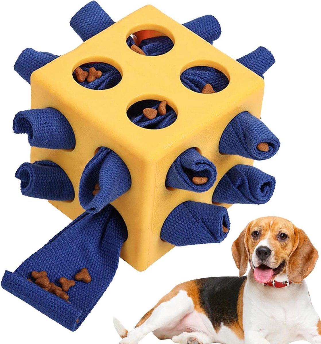 Honden Snackbal - Interactieve Voerbal - Mentale Stimulatie - Voedsel Verstopper - 18 x 18 x 10.5 cm - Geel
