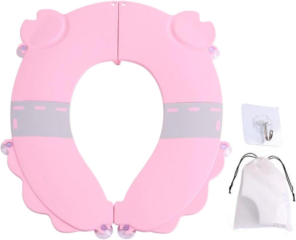 Opvouwbare Toiletbril - Draagbaar Potje Kind - Zindelijkheidstraining Reizen - Spatwaterdicht Anti-slip - 20.1 x 16.5 cm - Roze