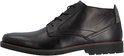 Zwarte leren veterboot met ritssluiting, stevige zool en textuurdetail.