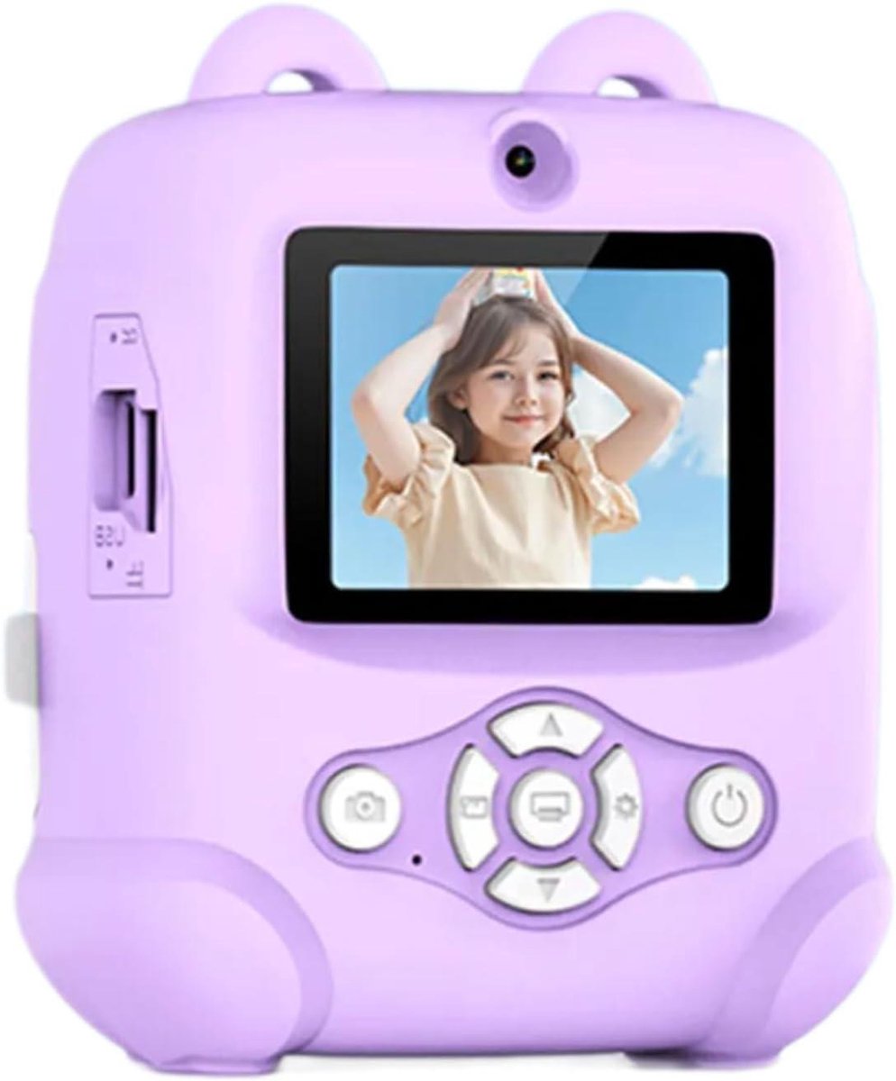 Kinder Print Camera - Kindercamera Fotocamera - Herinneringen Vastleggen - Schokbestendig Ontwerp - 104 x 82 x 44 mm - Paars