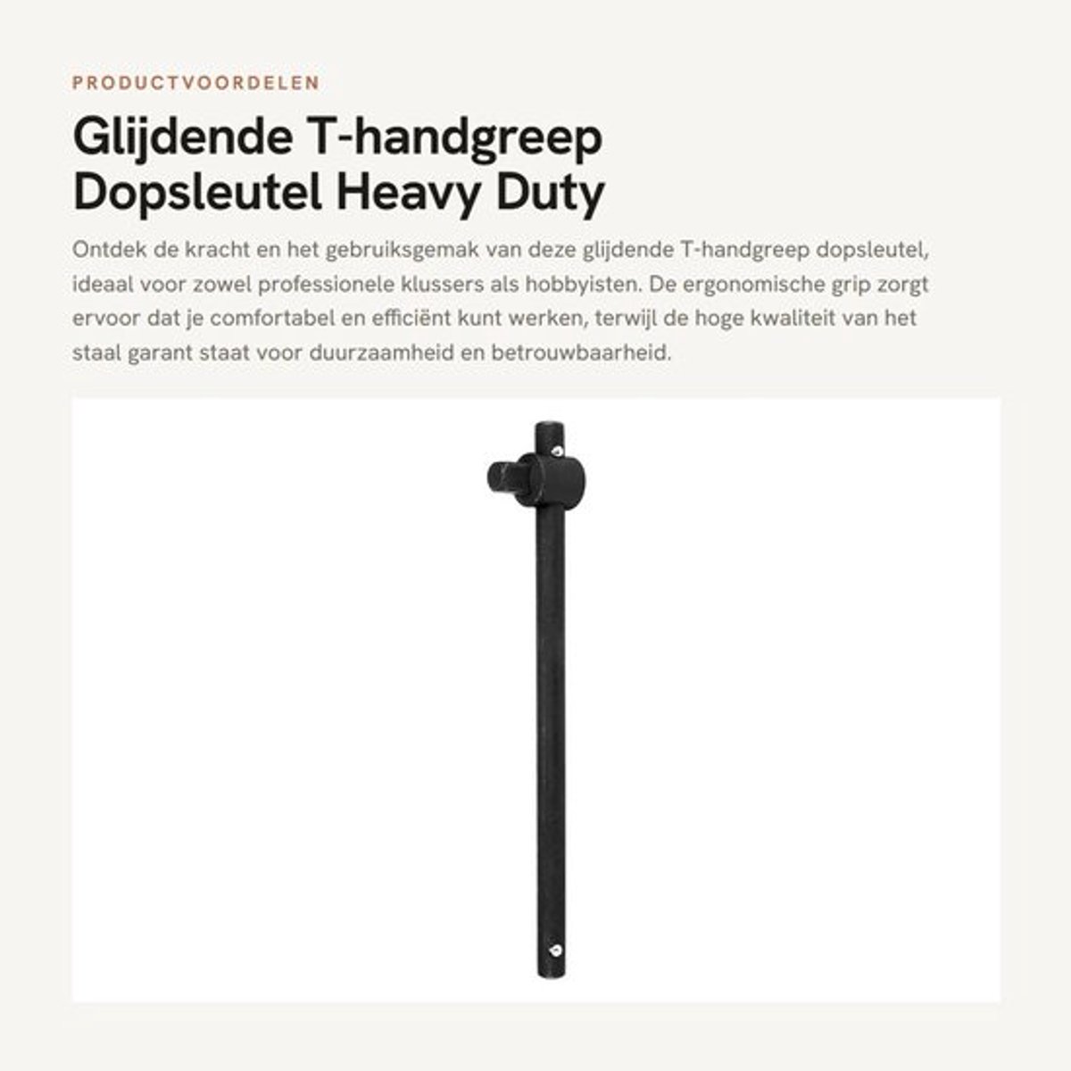 Dopsleutel Heavy Duty - T-handgreep Ergonomisch - Glijdende Sleutel - Hoogwaardig Staal - Slijtvast - Compact Formaat - Steeksleutel