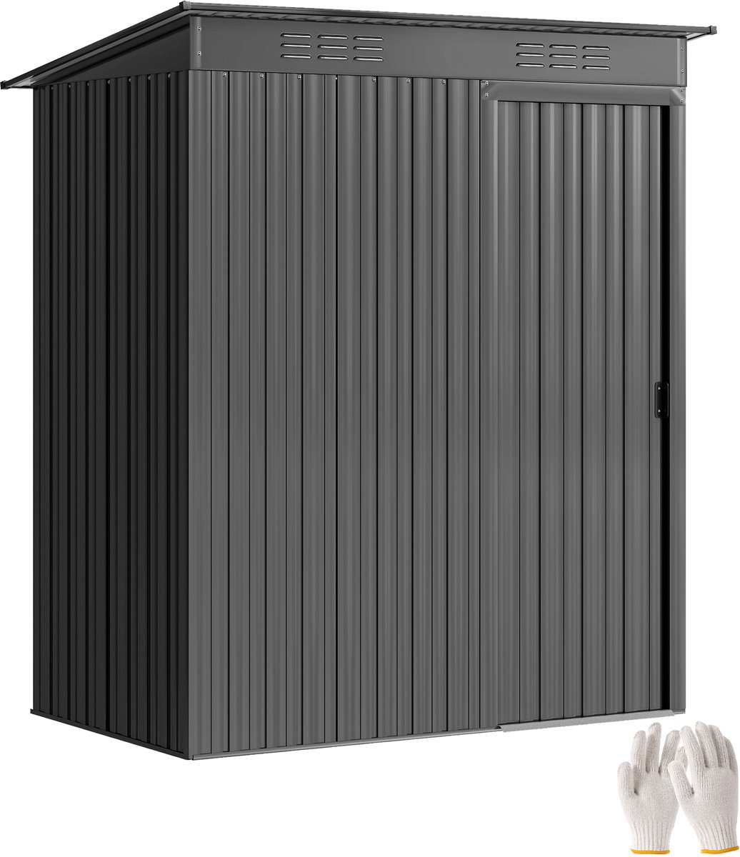 Metalen tuinschuur 1 - 37 m² - gereedschapsschuur met eenvoudige montage - lessenaarsdak - schuifdeur - ventilatie - handschoenen