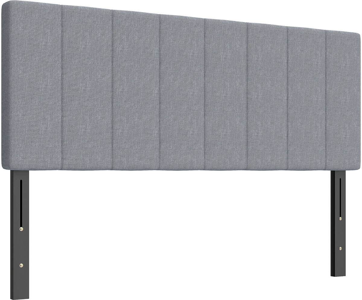 Hoofdbord met 3 hoogteverstellingen - bedhoofdbord met metalen poten - linnenlook voor de slaapkamer - 160x10x106/116/126 cm - grijs