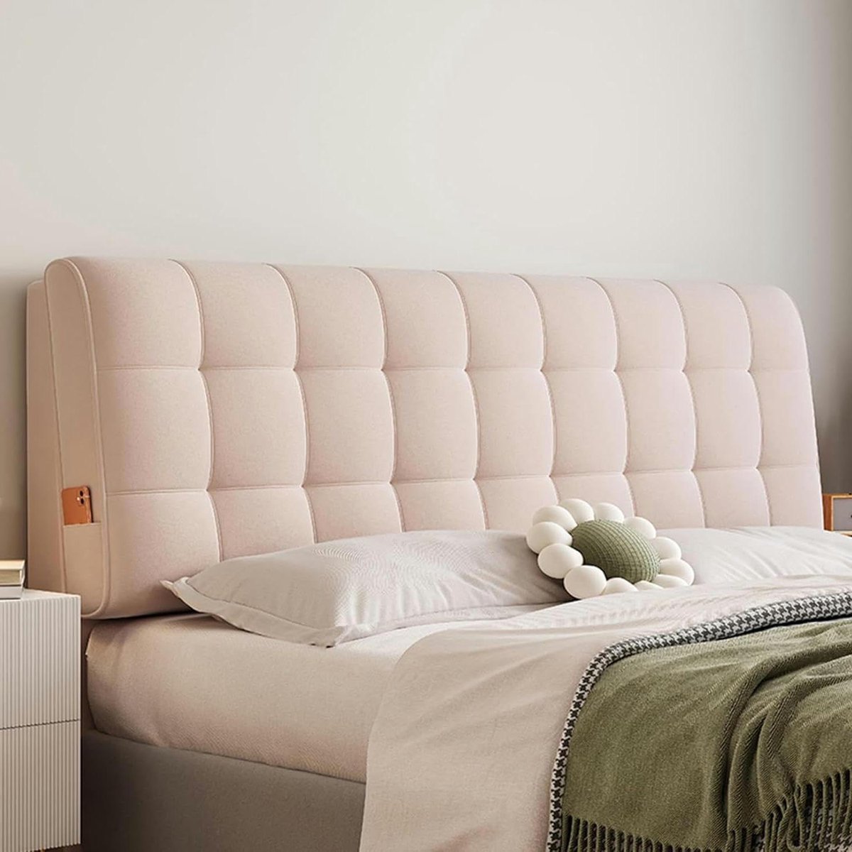 Hoofdkussen met Hoofdbord - Wigkussen Bed - Ontspannen in Bed - Met Zijvakken - Queen 59 inch - Roze