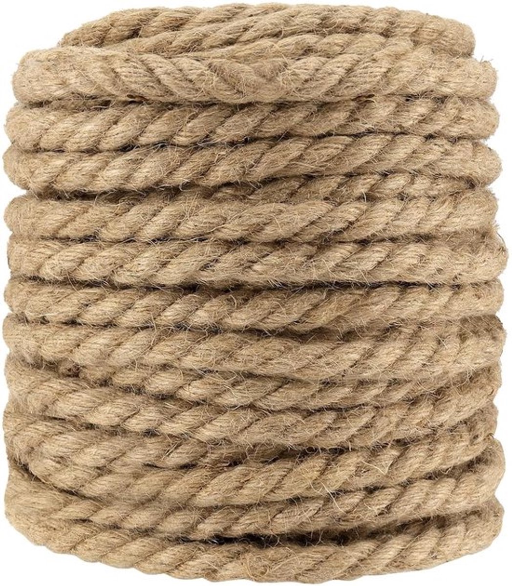 Jute Touw 10 mm - Gedraaid Natuurlijke Jute - Sterk/Duurzaam - Tuinieren/Kamperen - Decoratie/Bundelen - 50 m Lengte