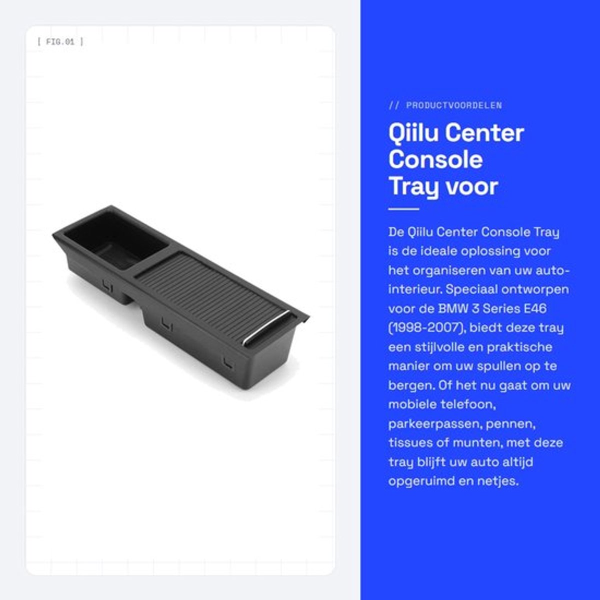 Console Tray Hoogwaardige ABS - Opbergvak - Multifunctioneel - Autoaccessoire - E46 1998-2007 - Eenvoudig te installeren