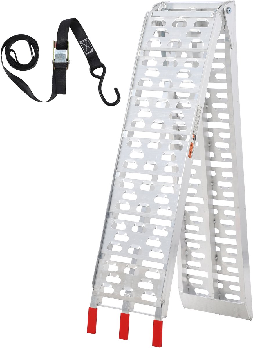 HoerFuriy - Opvouwbare Aluminium Opritplaat - Max 340KG - Antislip Oprit voor Motor, ATV, Grasmaaier en Aanhangwagen - 226x28CM