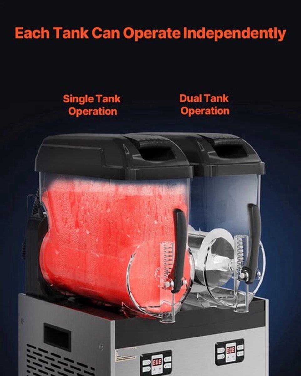 Slushy Machine – Slushmachine – IJsmachine – Frozen Drink Maker – Dubbele Tanks 1x4L – Instelbare Temperatuur
