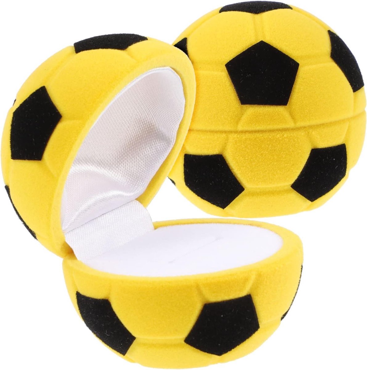 Sieradenringdozen - Juweeldoosjes Ringhouder - Cadeau Geven - Voetbalvorm Ontwerp - 4.8x4.8cm - Geel