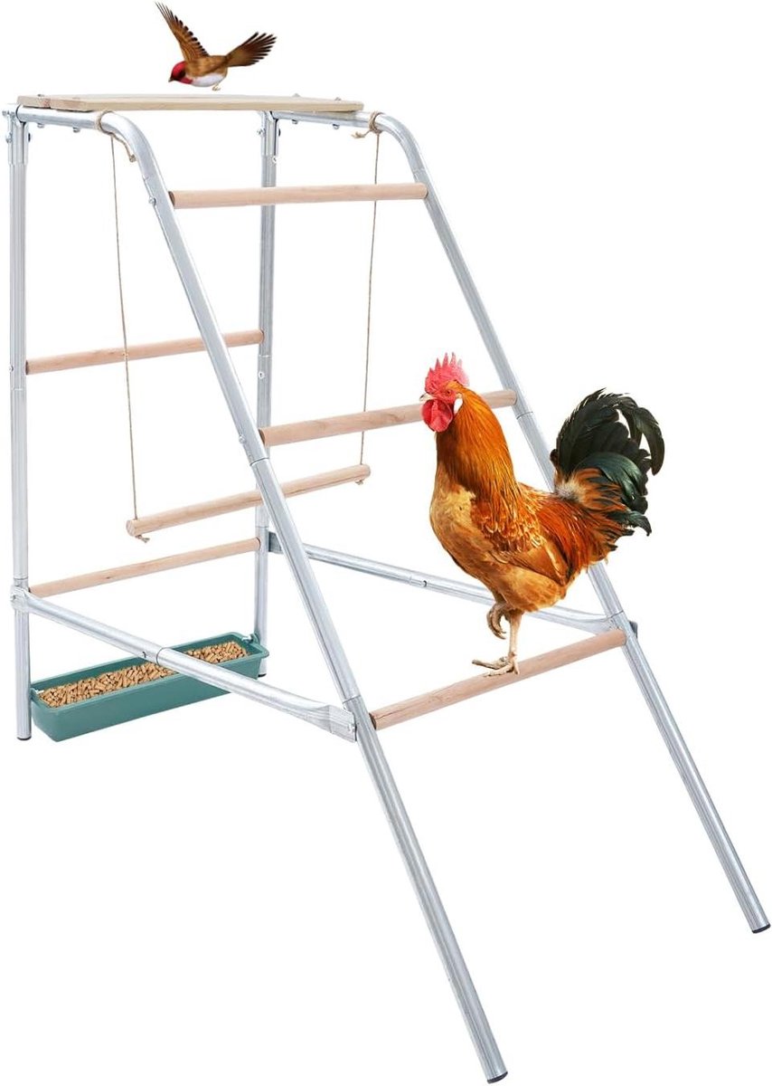 Kippen zitstang - Schommel en zitstok - Verblijf voor pluimvee - Multifunctioneel ontwerp - 110 x 49 x 100 cm