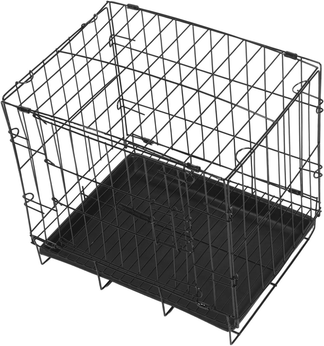 Huisdierkooi - Dierenbench Transportbox - Huisdier Vervoer - Inklapbaar en Geventileerd - 35x32x26 cm - Zwart
