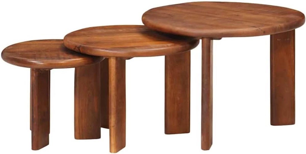 Nesting salontafel set - Stapel tafels Koffietafels - Woonkamer inrichten - Ruimtebesparend ontwerp - 3 stuks - Honingbruin