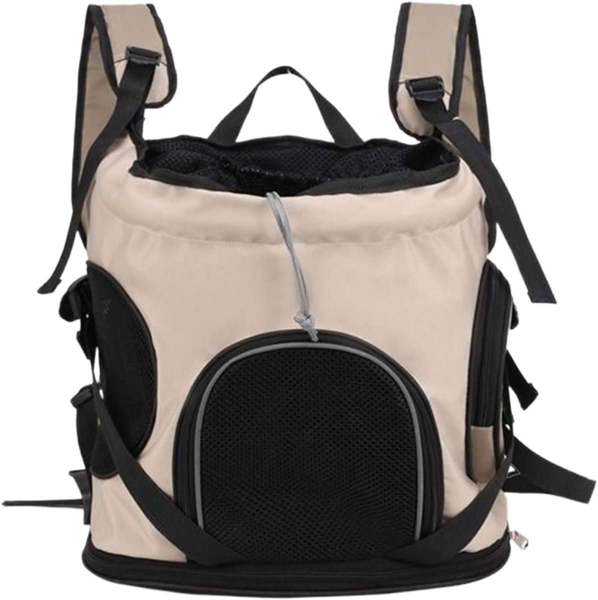 Kattentransportbox - Draagbare Hondentas - Reizen met Huisdier - Ademende Mesh Structuur - 38 x 22 x 40 cm - Kaki