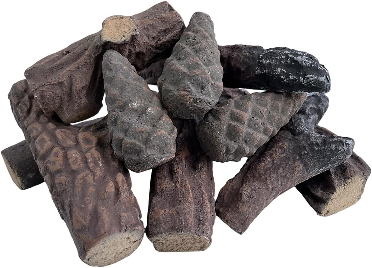 Haardset - Keramisch - 10 Stuks - Decoratieve Gashoutblokken voor Binnen en Buiten - Veilig en Realistisch