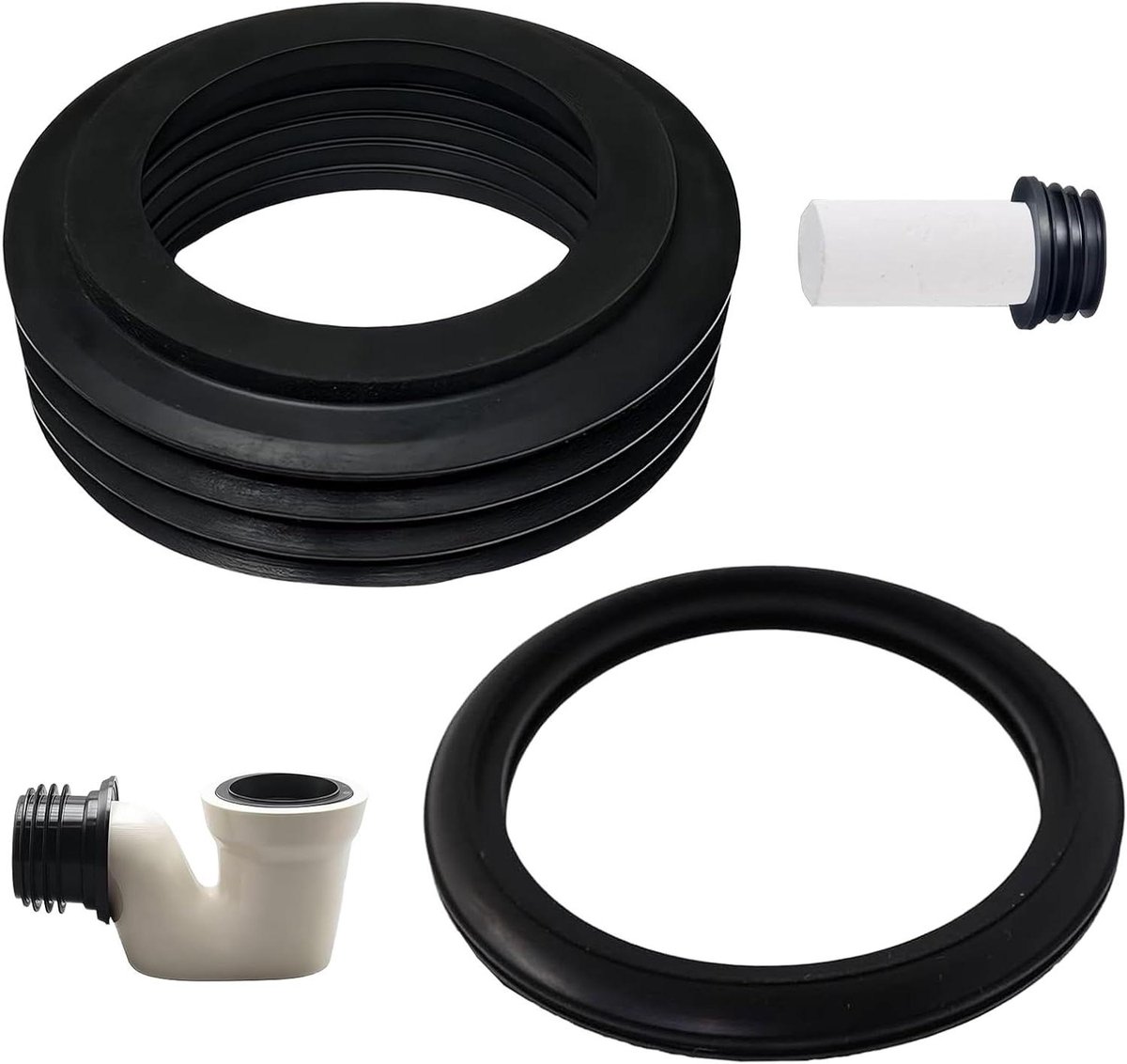 WC Sifonbuis Afdichting - Lippakking Set - Sanitair Reparatie - Robuust EPDM Materiaal - 2 Stuks DN40 - Zwart