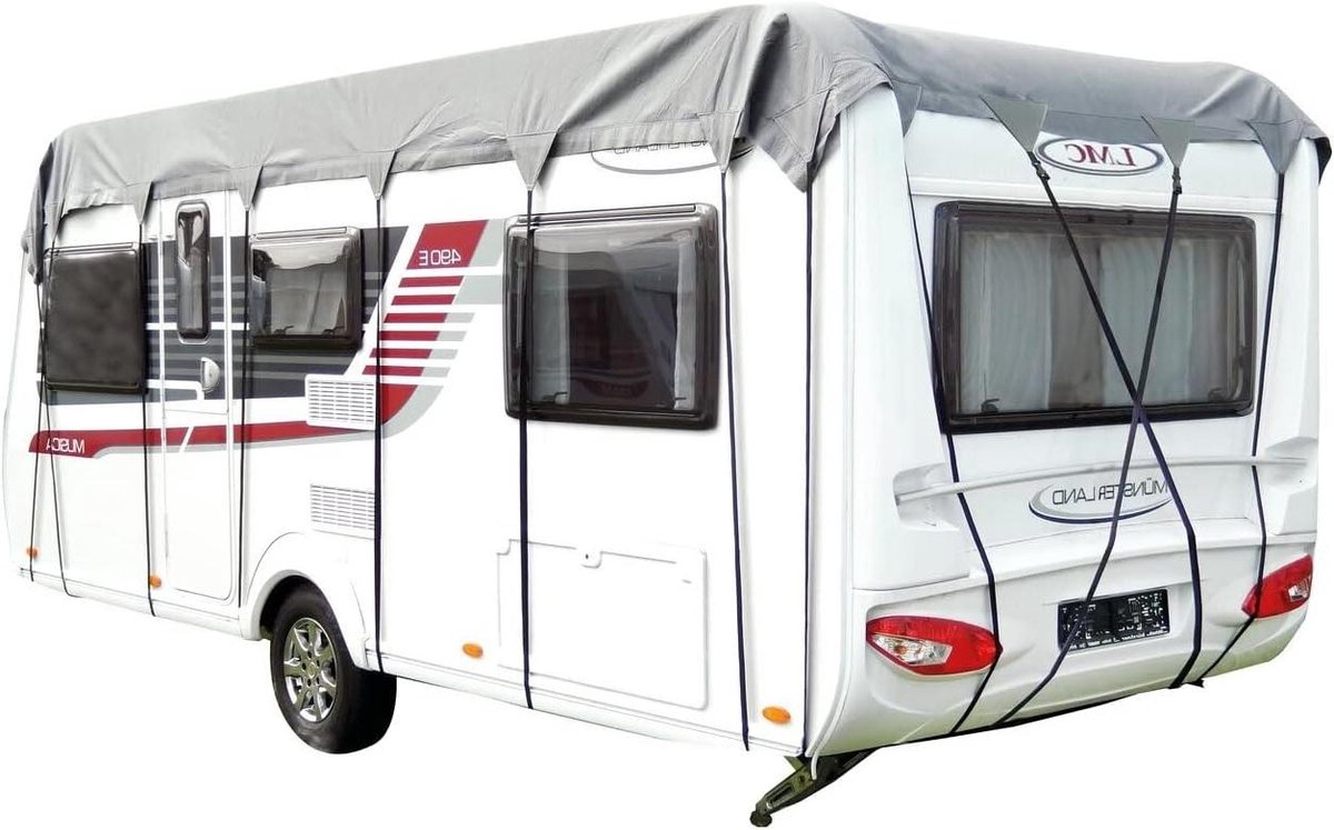 Dakzeil - Beschermhoes Caravan - Winterstalling - Ademend Materiaal - 8 x 3 m - Grijs