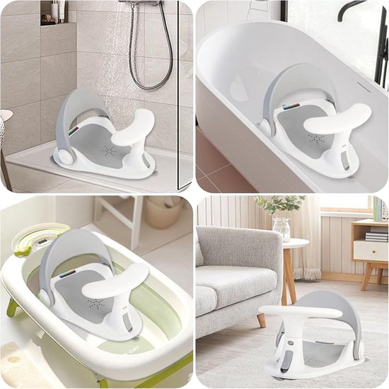 Baby badstoel - Badondersteuning kind - Veilig badderen - Antislip zuignap - 38x32x18cm - Wit — afbeelding 5