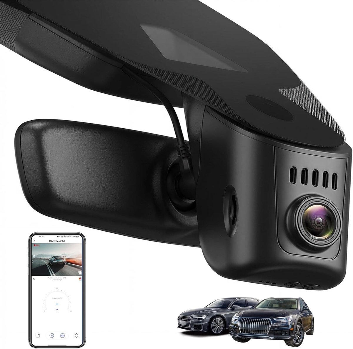 Dashcam voor auto - Zwart - 4K UHD 2160p Resolutie - WiFi en App Bediening - Met Nachtzicht en G-sensor