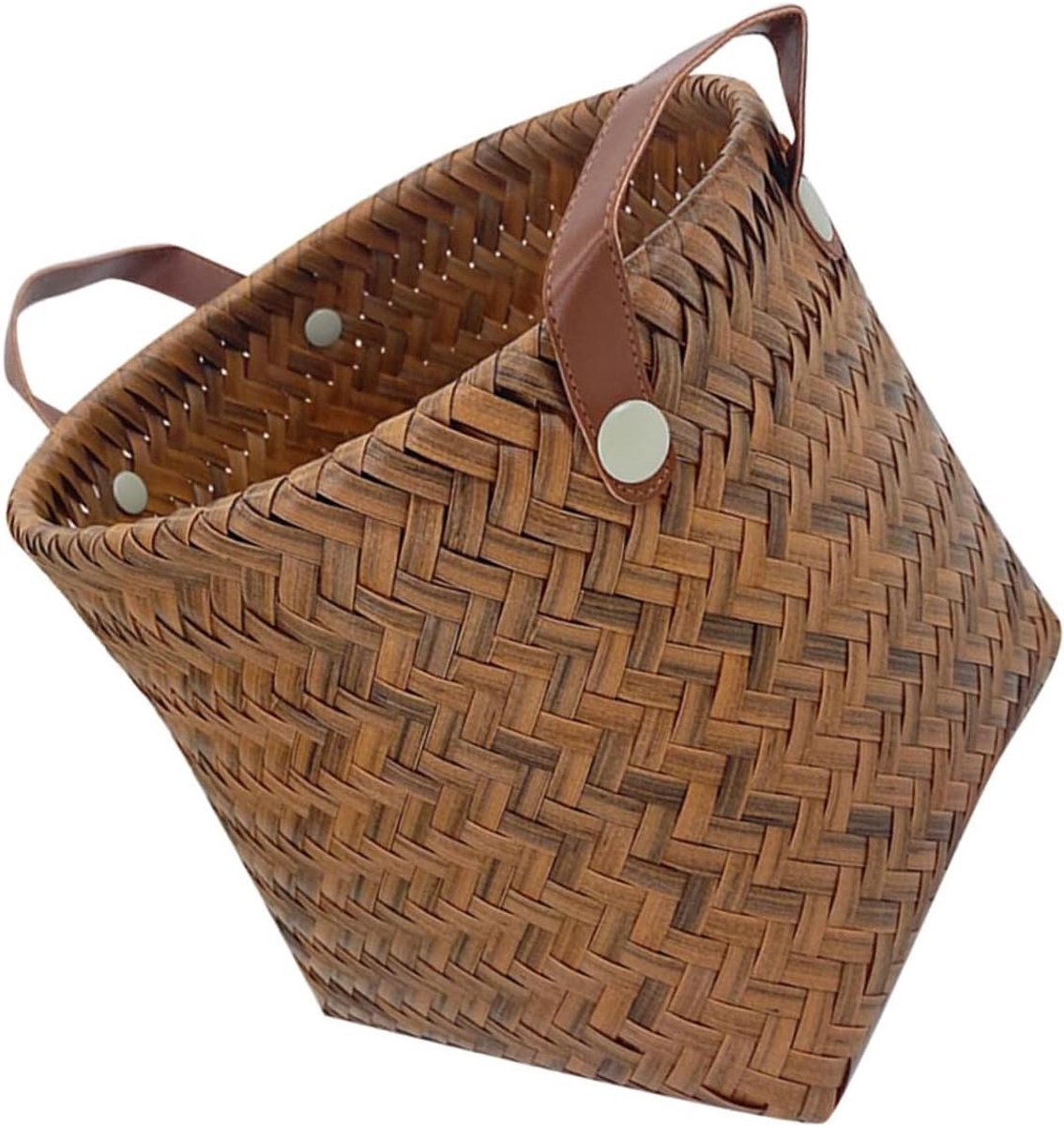 Rotan Opbergmand - Geweven mand - Diversen opbergen - Natuurlijk materiaal - 26x26x26 cm - Koffie