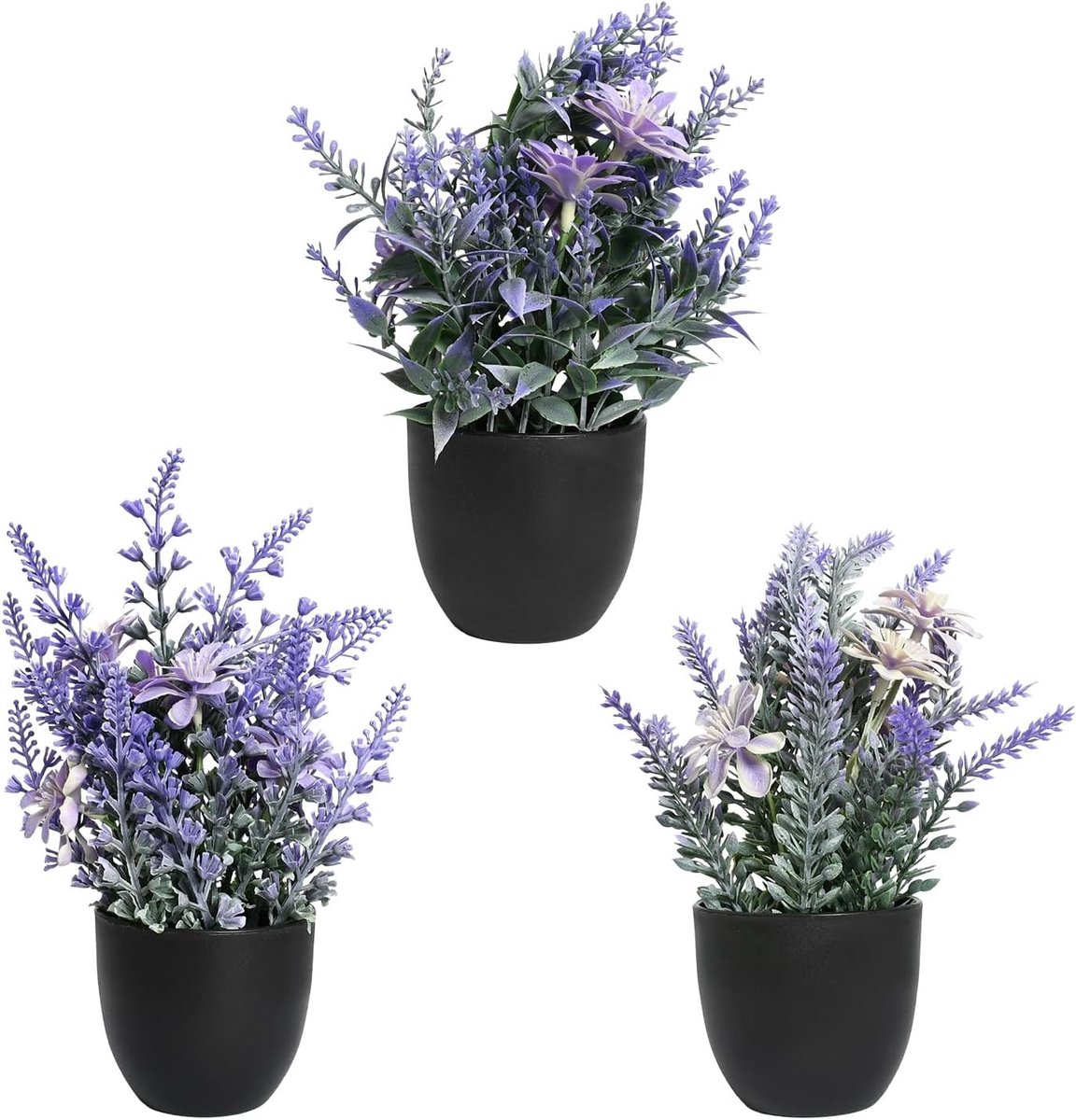 Kunstmatige Kamerplanten Set - Paars - 20 cm - Kunststof Decoratieve Planten met Pot - Voor Thuis en Kantoor
