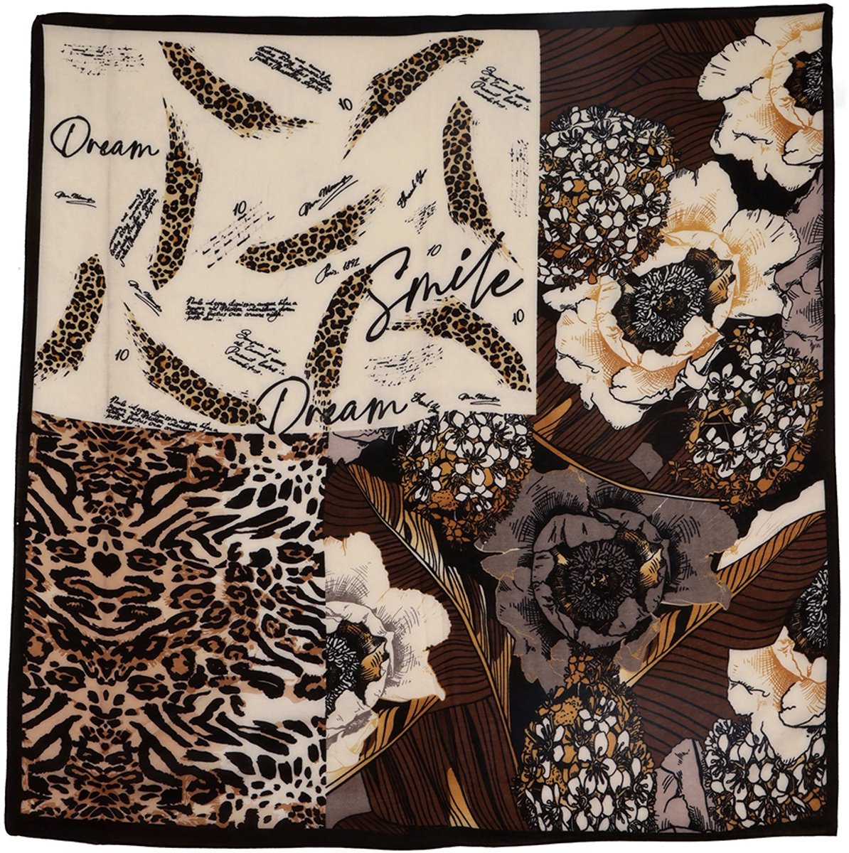 Emilie collection - Sjaal - dames - 130 x 130 cm – Grote Vierkante Sjaal – Zacht & Soepel – Multifunctioneel - print